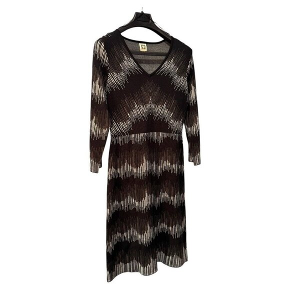 WOMEN'S ANNE‎ KLEIN SWEATER BLACK LONG DRESS SIZE MEDIUM - Picture 1 of 6